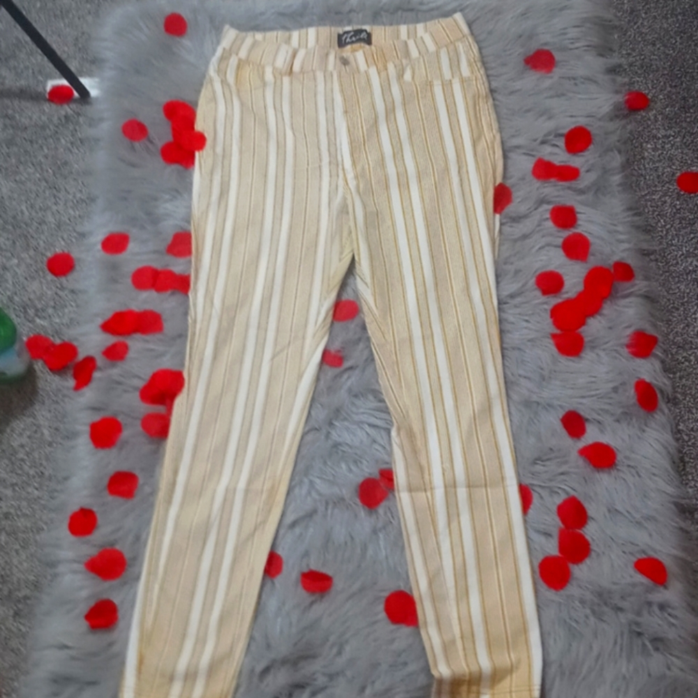 Straight leg striped pants